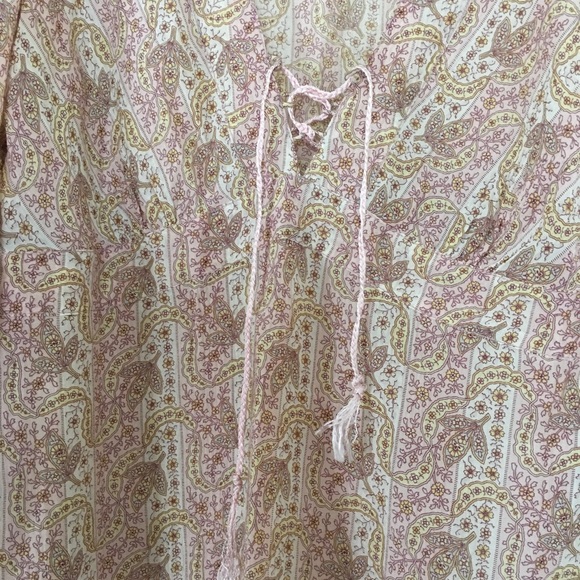 Boho style Pink, and Cream Silk Blouse - Picture 3 of 4
